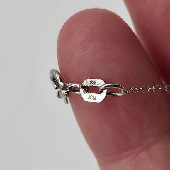 JCM Letter Necklace "J" Sterling Silver 925 with CZ Rhinestones Dainty - Picture 6 of 10